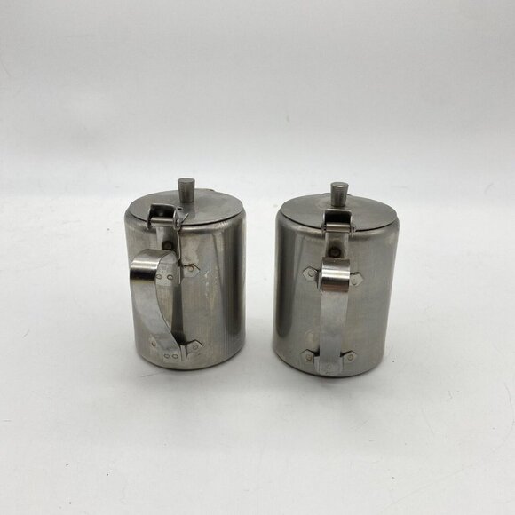 Vintage Don Stainless Steel Creamer‎ Dispenser Hinged Lid Lot Of 2 Japan Syrup - Picture 3 of 9
